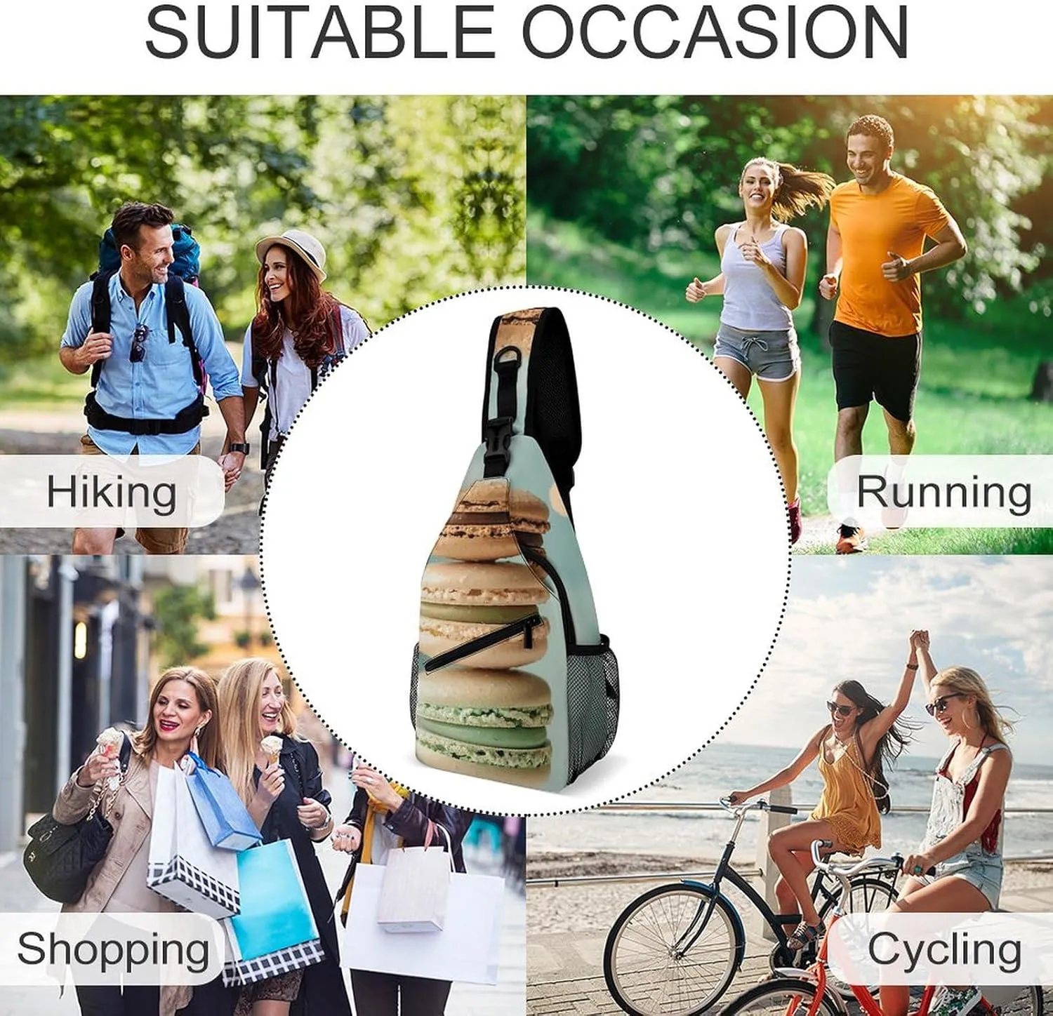 Sling Bag Crossbody Shoulder Bag Cross Chest Bag A Bunch of Macarons Sling Backpack Travel Hiking Daypack