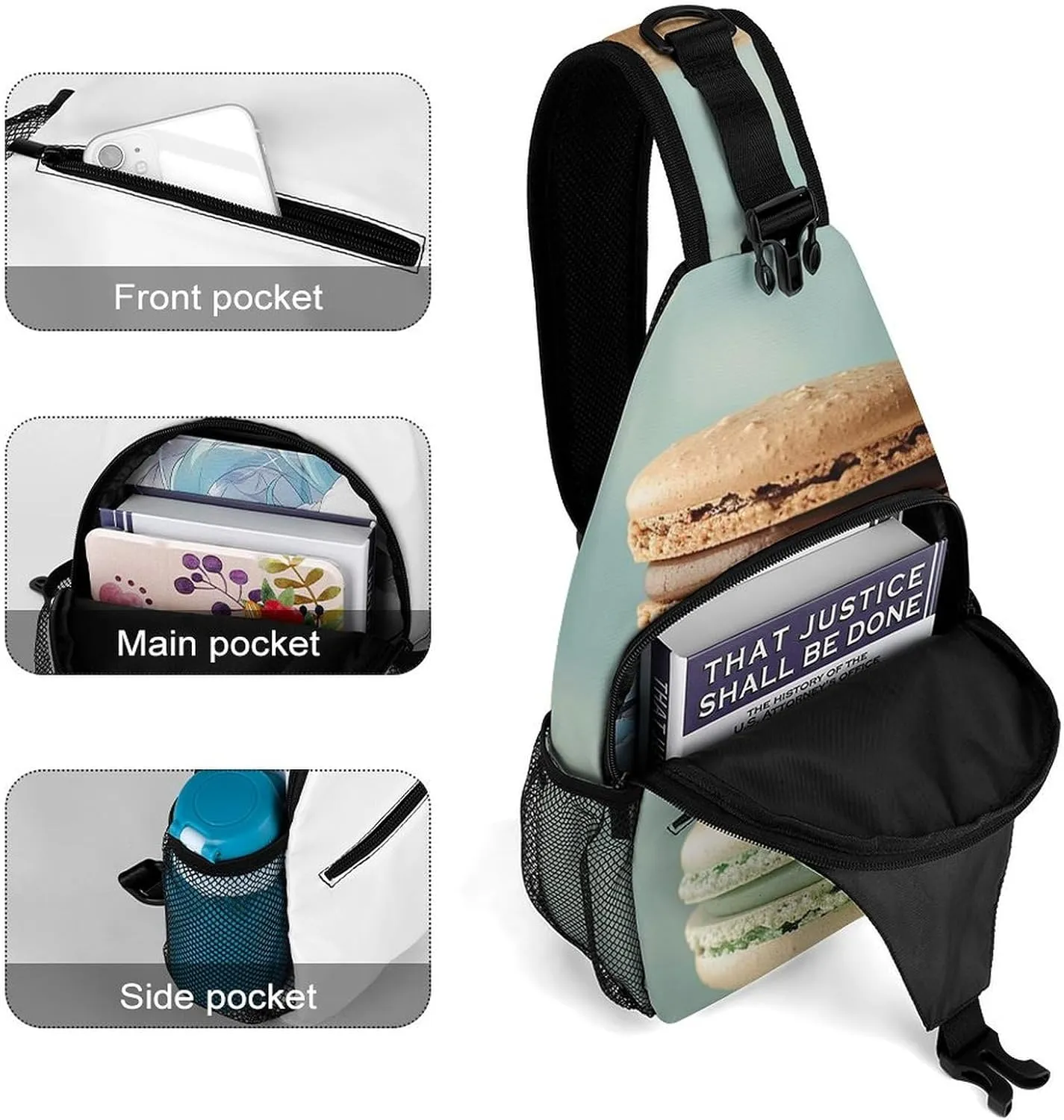 Sling Bag Crossbody Shoulder Bag Cross Chest Bag A Bunch of Macarons Sling Backpack Travel Hiking Daypack