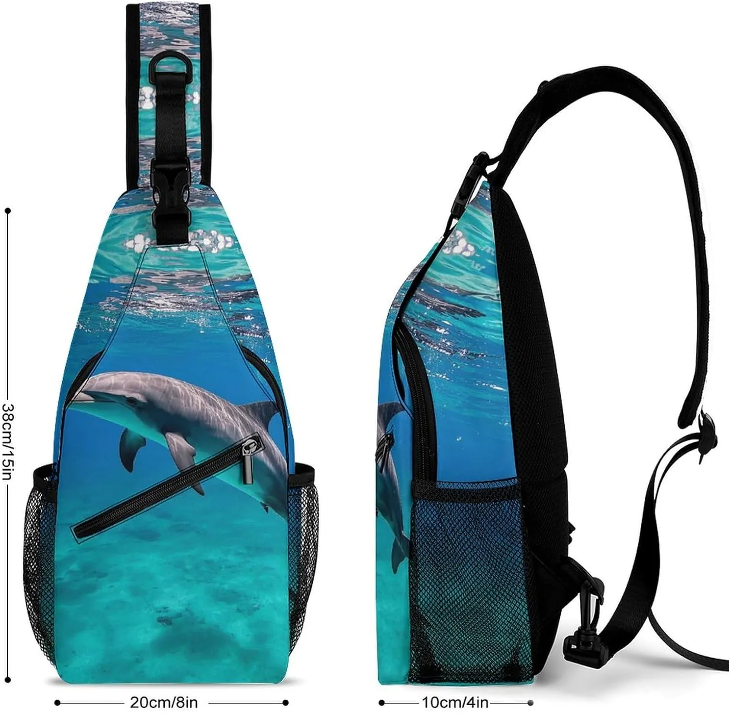 Sling Bag Crossbody Shoulder Bag Cross Chest Bag Marine Dolphin Sling Backpack Travel Hiking Daypack