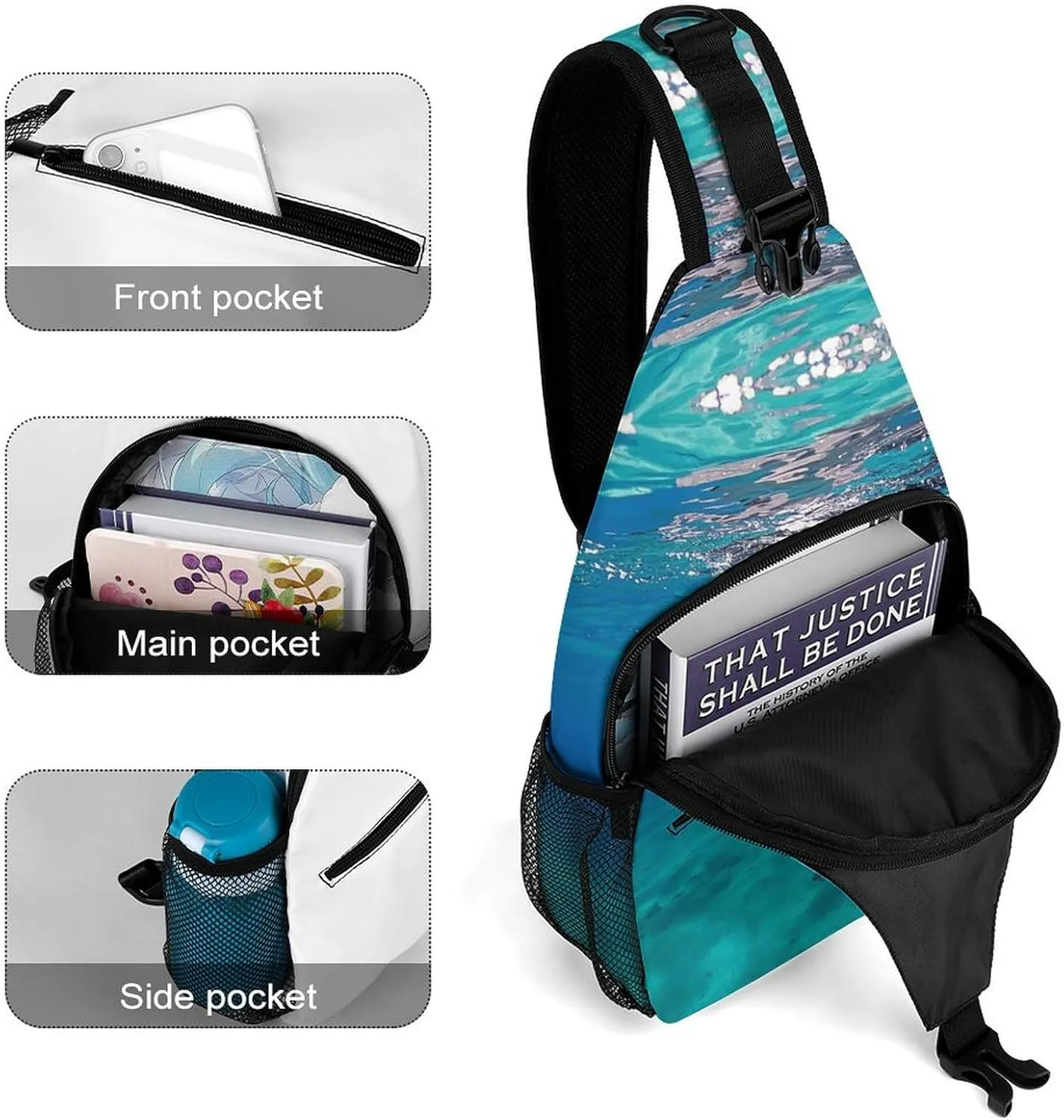 Sling Bag Crossbody Shoulder Bag Cross Chest Bag Marine Dolphin Sling Backpack Travel Hiking Daypack