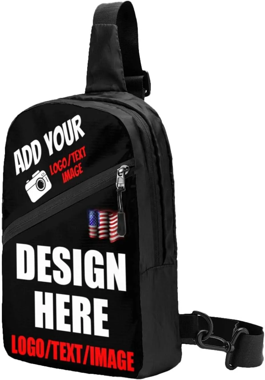 Sling Bag For Men Women Personalized Crossbody Bags Customized Chest Bag Optional Color Design with Name Logo Text or Image Here