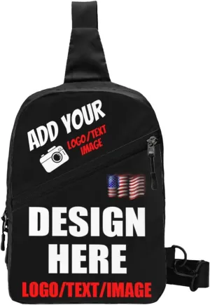 Sling Bag For Men Women Personalized Crossbody Bags Customized Chest Bag Optional Color Design with Name Logo Text or Image Here
