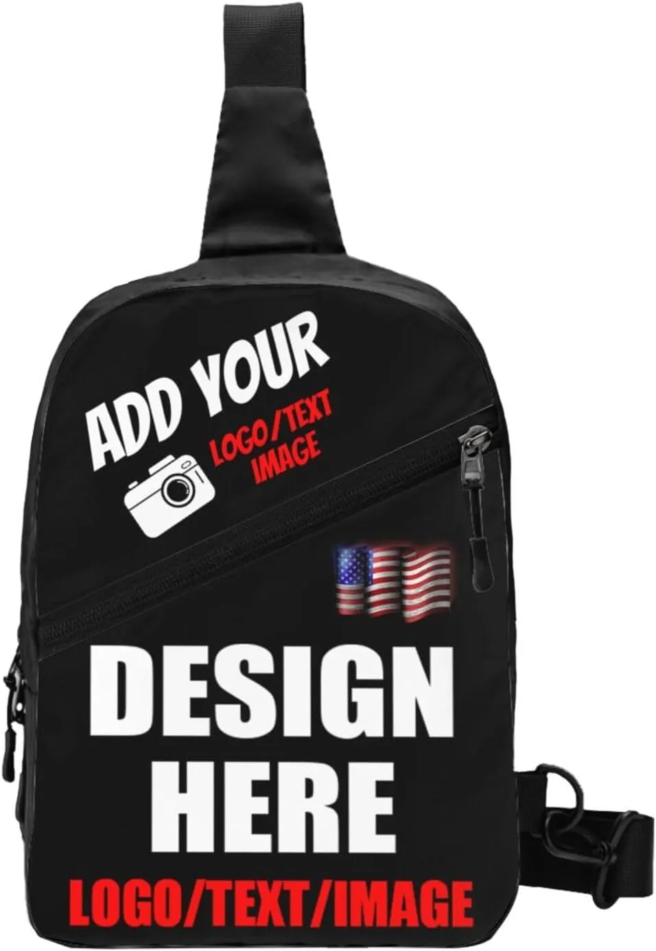 Sling Bag For Men Women Personalized Crossbody Bags Customized Chest Bag Optional Color Design with Name Logo Text or Image Here