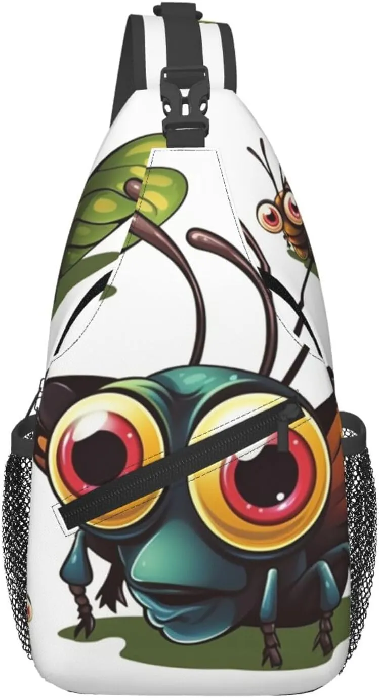 Sling Bag for Women Men Crossbody Bag Sling Backpack Cartoon Insect Chest Bag Fanny Packs Hiking Daypack