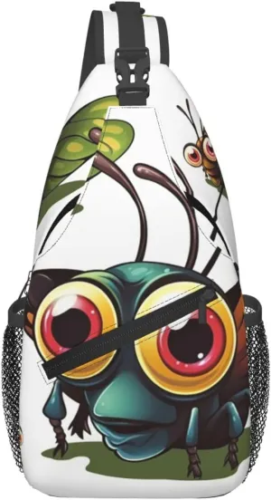 Sling Bag for Women Men Crossbody Bag Sling Backpack Cartoon Insect Chest Bag Fanny Packs Hiking Daypack