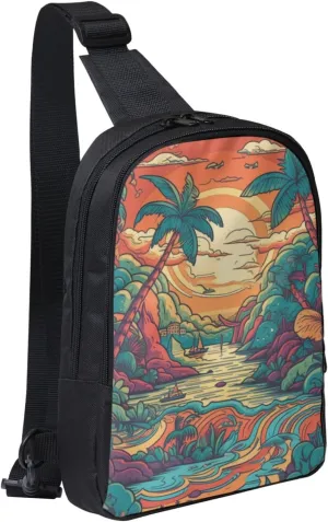 Sling bag for Women Men Trendy Sling Bakpack Casual Chest Bag Forest Patterns Fanny Pack for Travel Hiking