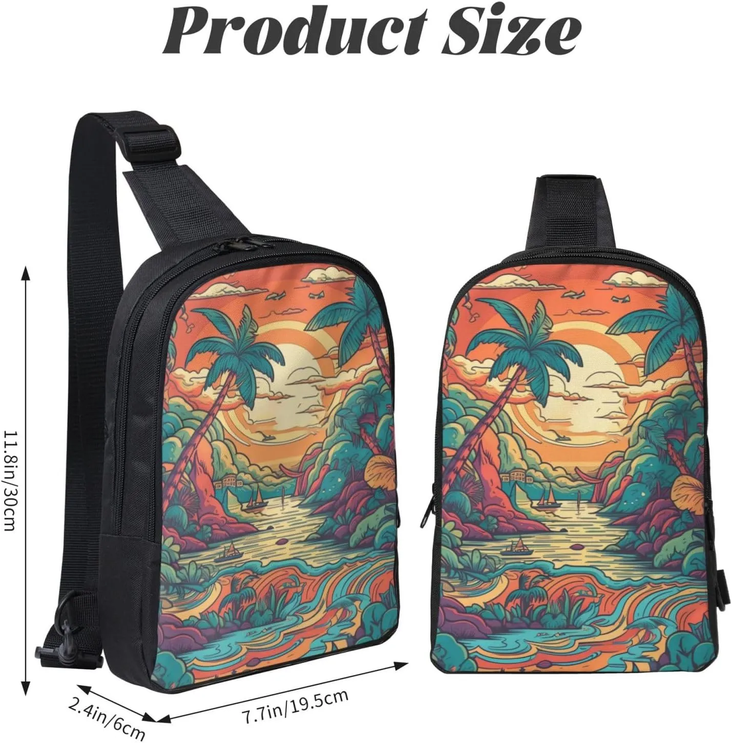 Sling bag for Women Men Trendy Sling Bakpack Casual Chest Bag Forest Patterns Fanny Pack for Travel Hiking