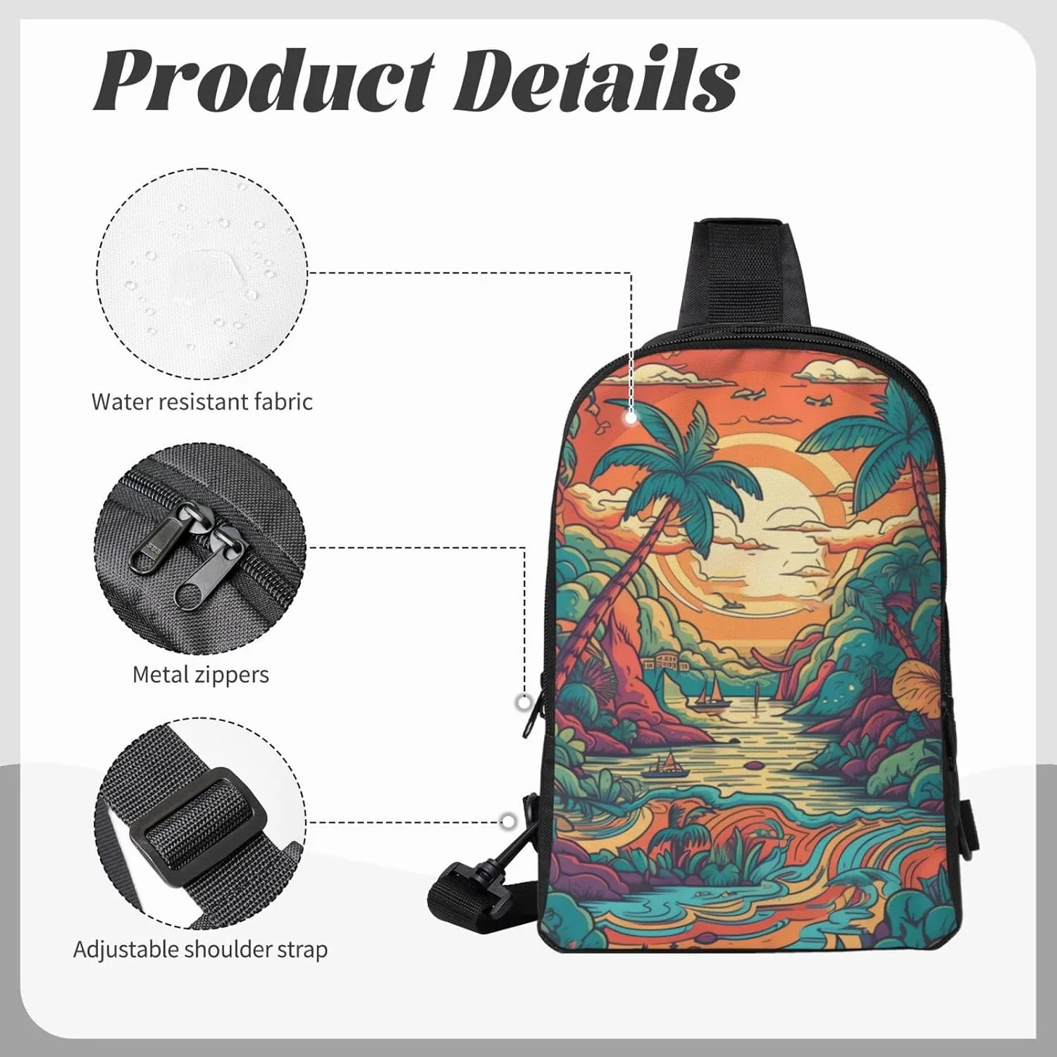 Sling bag for Women Men Trendy Sling Bakpack Casual Chest Bag Forest Patterns Fanny Pack for Travel Hiking