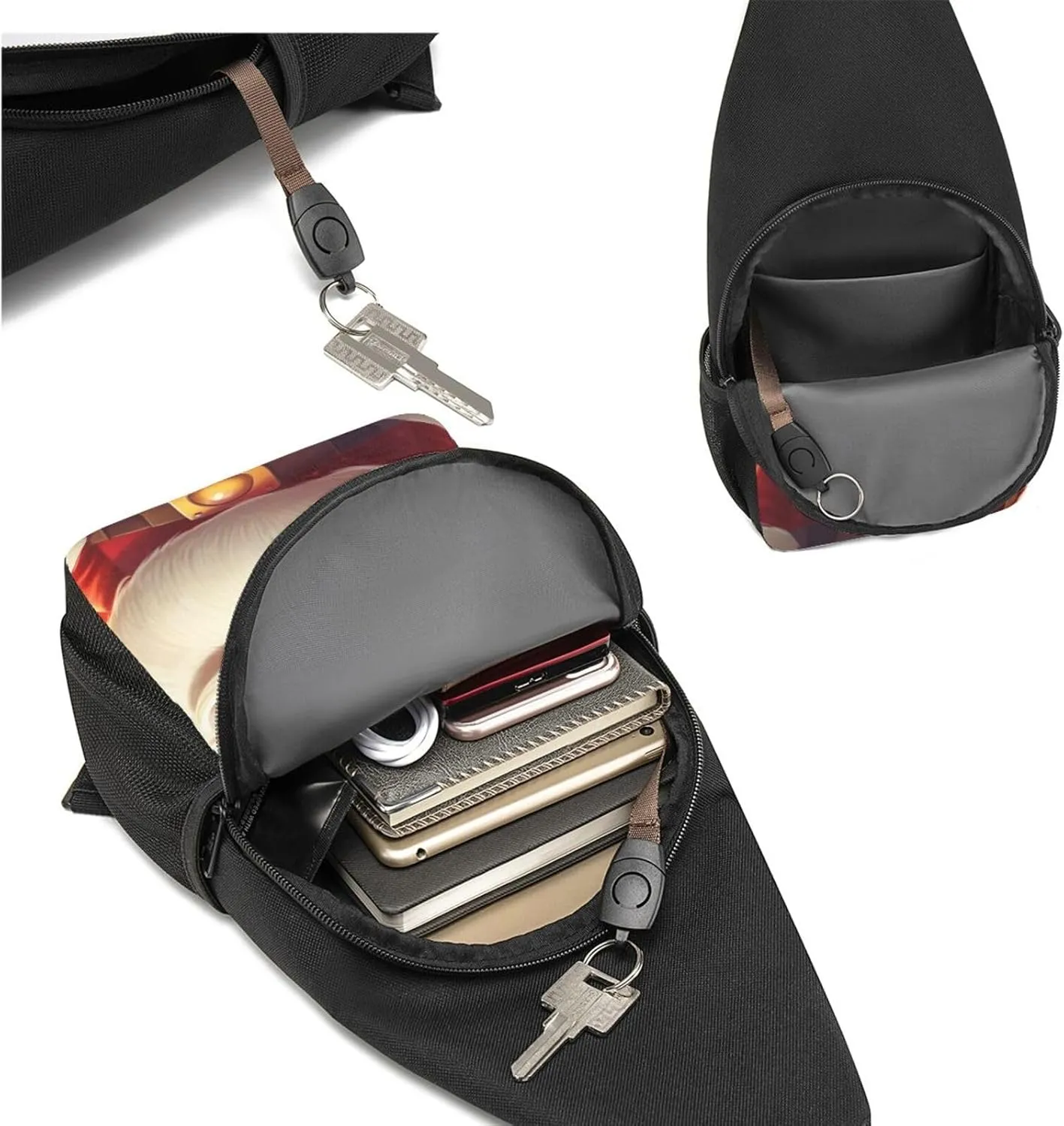 Sling bag for Women Men Trendy Sling Bakpack Casual Chest Bag Santa Claus Wearing Glasses Fanny Pack for Travel Hiking