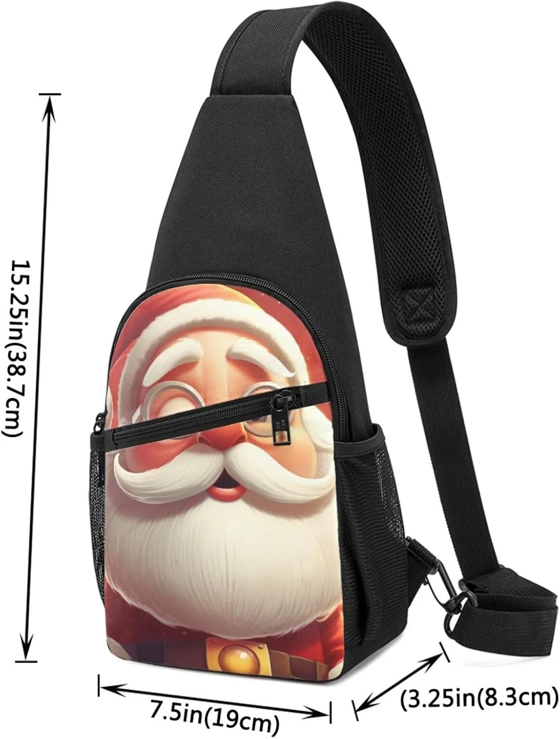 Sling bag for Women Men Trendy Sling Bakpack Casual Chest Bag Santa Claus Wearing Glasses Fanny Pack for Travel Hiking