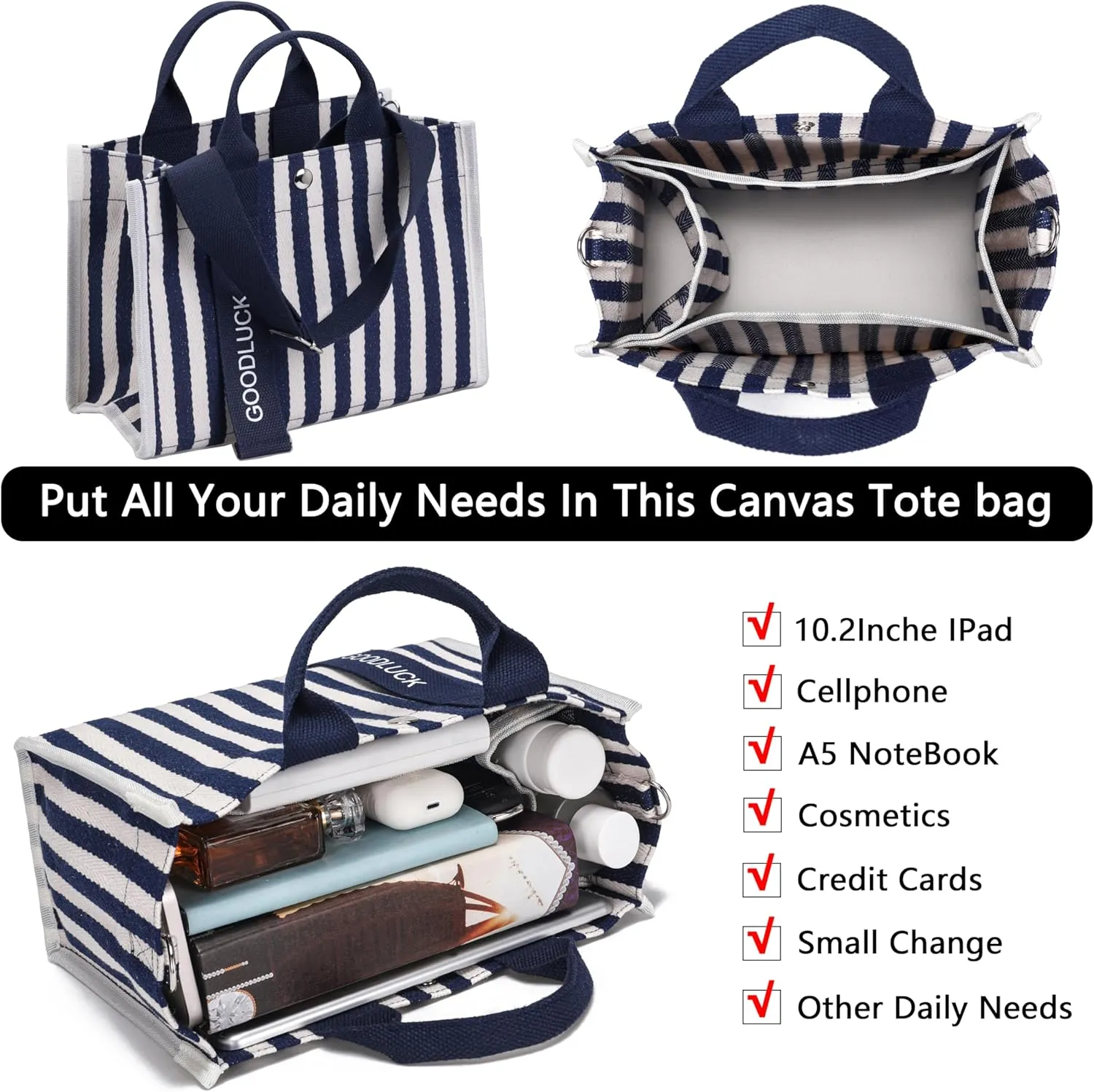 Small Cute Canvas Tote Bag for Women,Crossbody Purse Everyday Satchel Shoulder Work Bags Handbags for Gift Beach Book