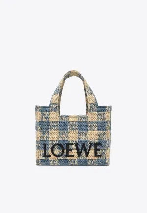 Small Font Woven-Raffia Tote Bag