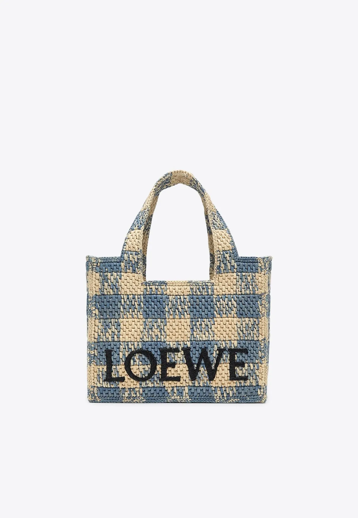 Small Font Woven-Raffia Tote Bag