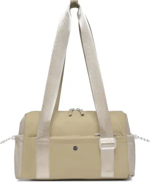 Small Gym Bag For Women Mini Gym Duffle Bag with Wet Compartment Waterproof Sports（Khaki Small）