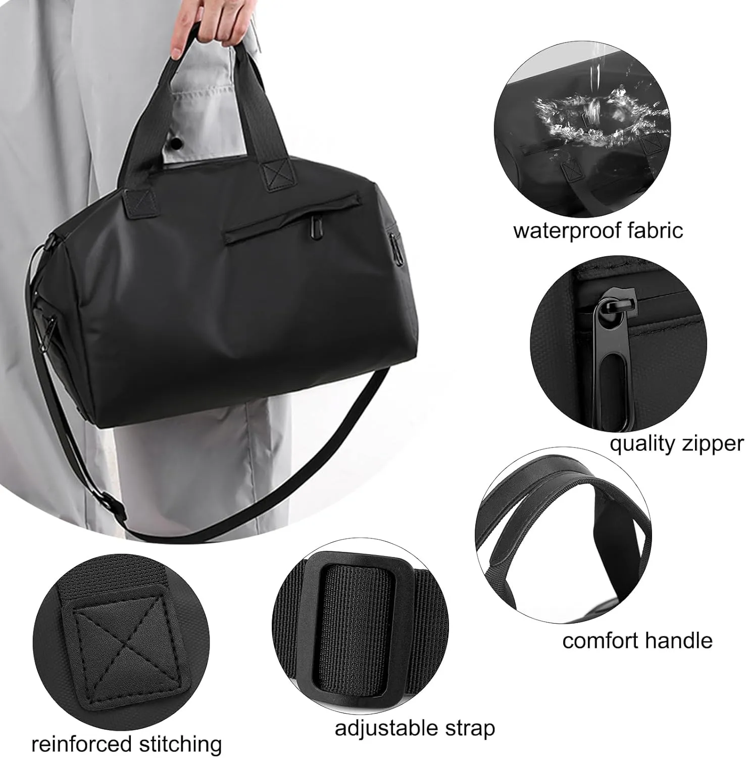 Small Gym Bag with Wet Pocket Shoes Compartment Weekender Overnight Bag Travel Duffle for Yoga Fitness Sports (Khaki)