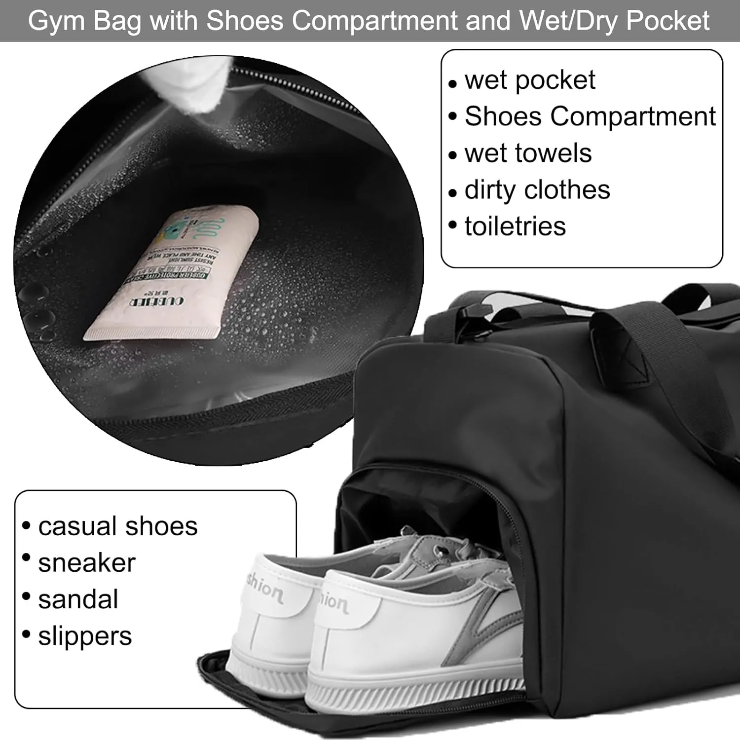 Small Gym Bag with Wet Pocket Shoes Compartment Weekender Overnight Bag Travel Duffle for Yoga Fitness Sports (Khaki)