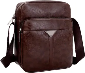 Small Leather Messenger Bag - Mini Crossbody Shoulder Bag for Men Women Purse Satchel