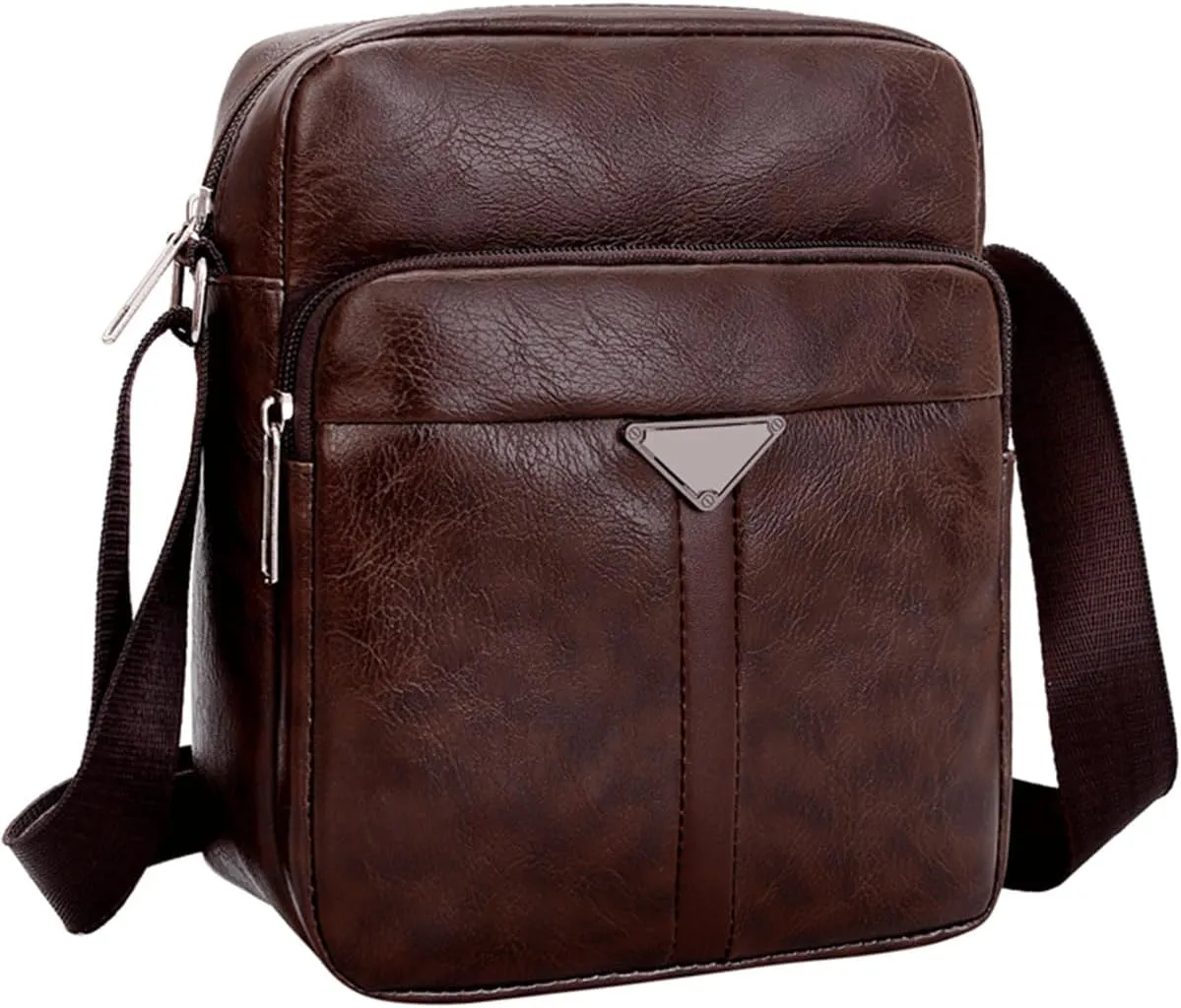 Small Leather Messenger Bag - Mini Crossbody Shoulder Bag for Men Women Purse Satchel