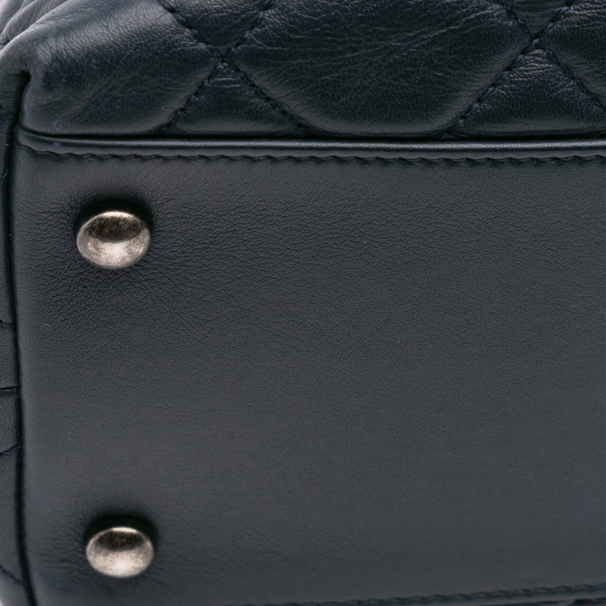 Small Quilted Calfskin and Tweed Top Handle Tote