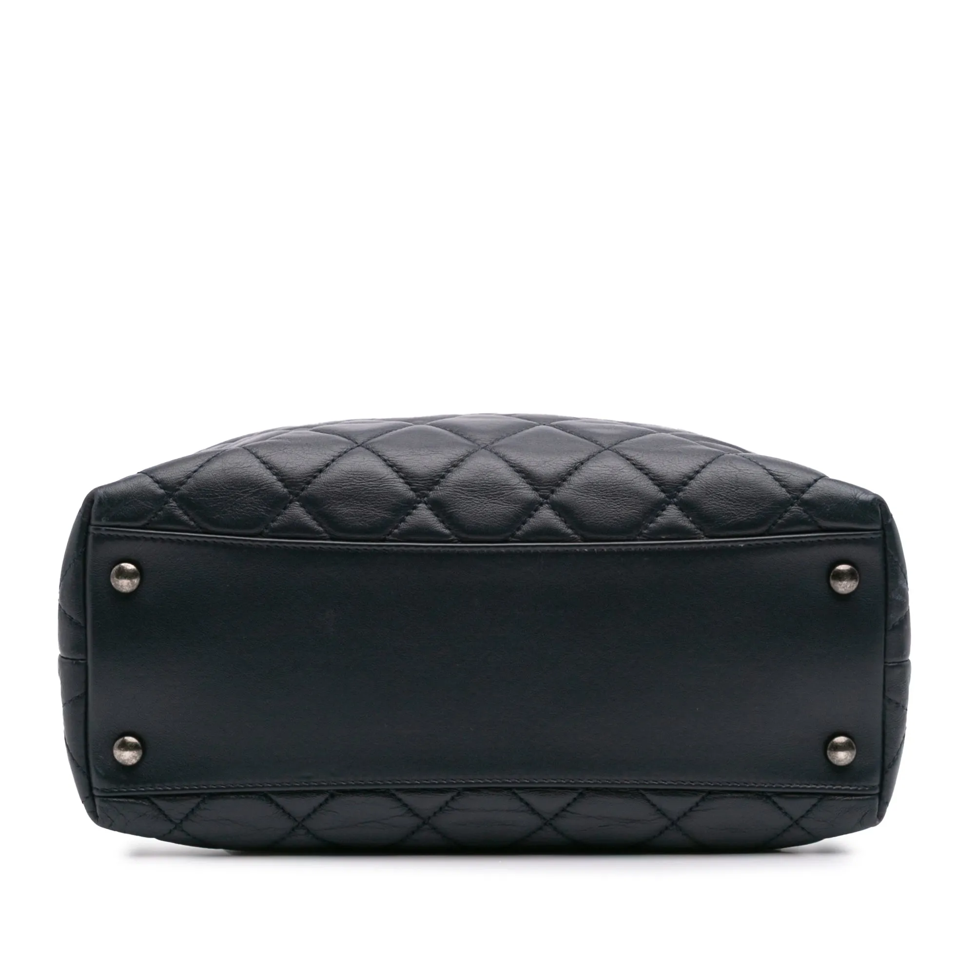 Small Quilted Calfskin and Tweed Top Handle Tote