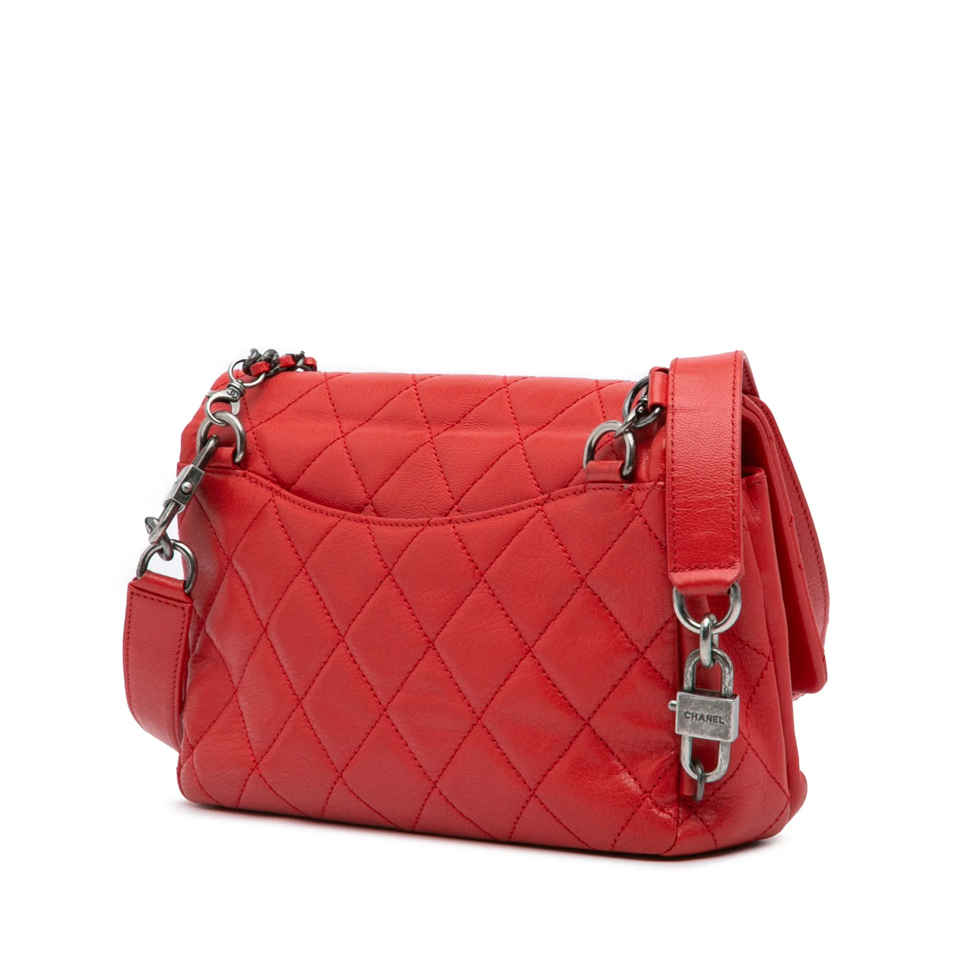 Small Quilted Goatskin Double Carry Waist Chain Flap