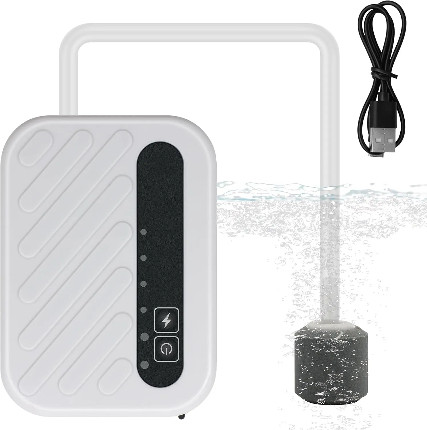Small Rechargeable Bait Bucket Aerator, Rechargeable Aerator for Fishing,Adjustable 3 Speed 13GPH-32GPH Minnow Bucket Aerator,Intermittent Mode,Quiet Voice, Suitable for Fishing Enthusiasts