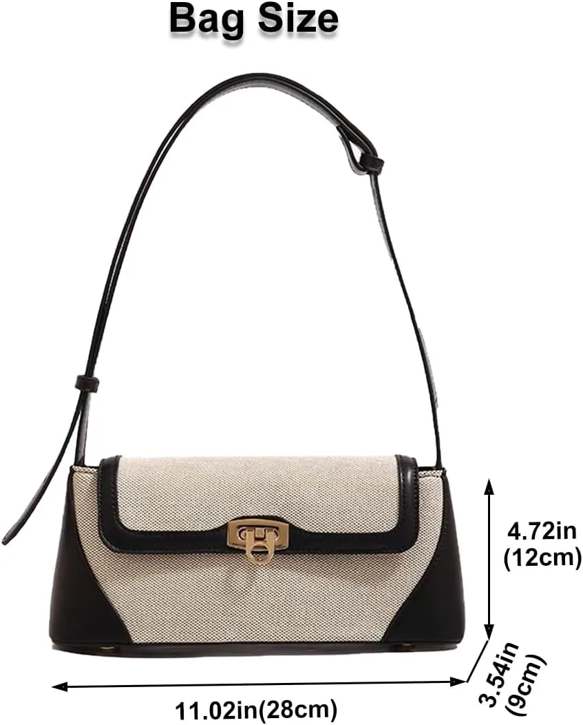 Small Shoulder Bag for Women, Retro PU Leather Underarm Bag Top Handle Hobo Tote Clutch Handbag Purse with Buckle Closure