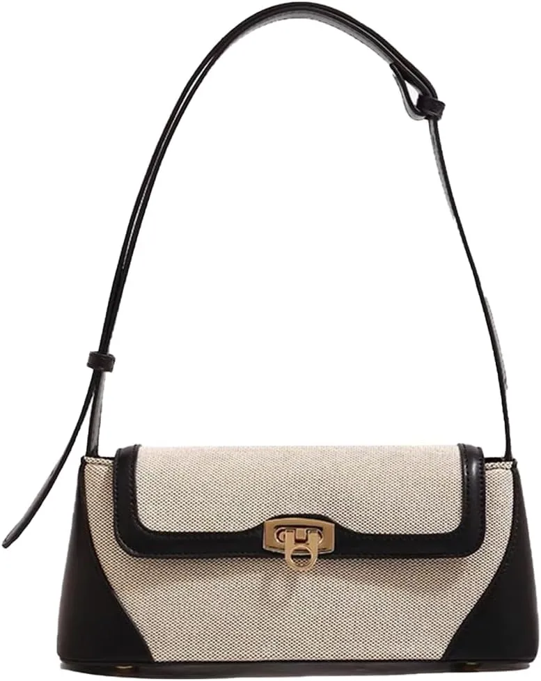 Small Shoulder Bag for Women, Retro PU Leather Underarm Bag Top Handle Hobo Tote Clutch Handbag Purse with Buckle Closure