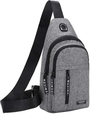Small Sling Bag,Mens Crossbody Backpack Blocking Chest Bag Casual Work Daypack Multipurpose Hiking Travel Shoulder Bag (Gray)