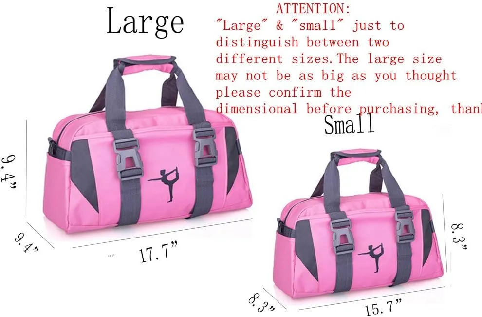 Small/Large Dance Duffle Bag For Girls Sport Gym Bags For Women Yoga Bag (Rose, Large)