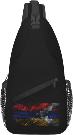 Smoke Style Flag Of Artsakh Crossbody Bags For Women Men Chest Backpack Gym Shoulder Bag Travel Outdoor Sports Casual Crossbody Bags