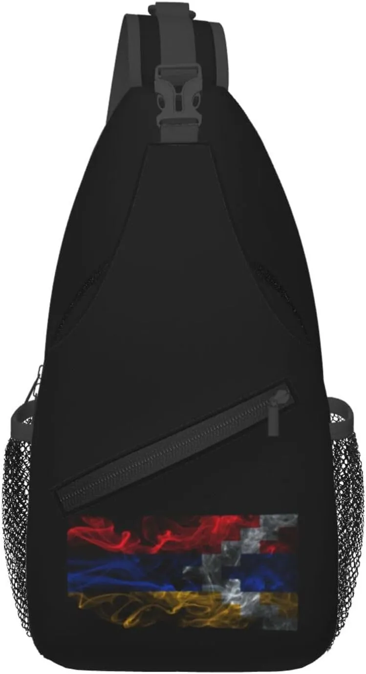 Smoke Style Flag Of Artsakh Crossbody Bags For Women Men Chest Backpack Gym Shoulder Bag Travel Outdoor Sports Casual Crossbody Bags