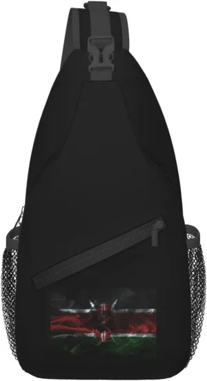 Smoke Style Flag Of Kenya Crossbody Bags For Women Men Chest Backpack Gym Shoulder Bag Travel Outdoor Sports Casual Crossbody Bags
