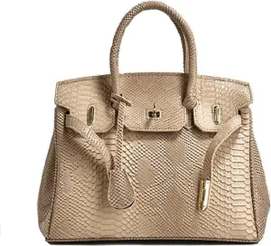 Snakeskin fashion temperament bags large capacity handbags versatile shoulder crossbody women's purses (Light khaki)