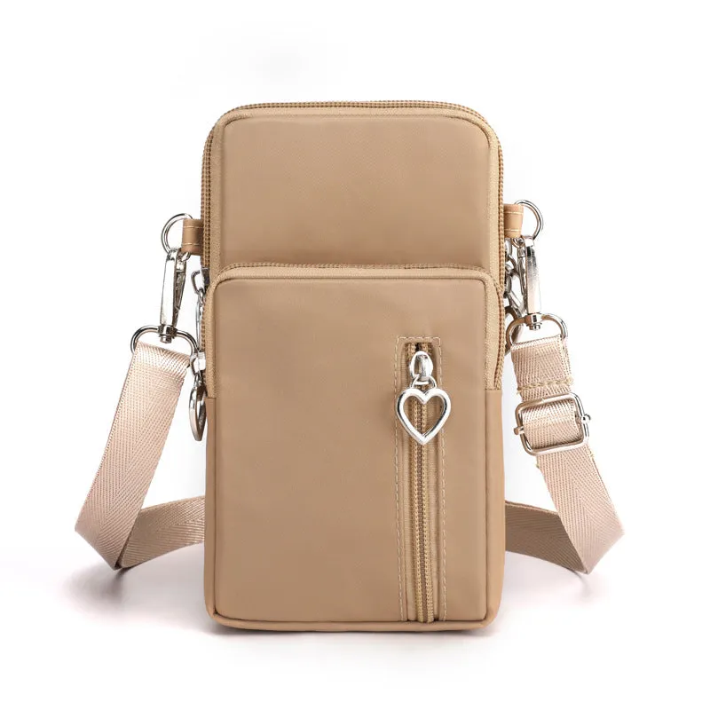 Solid Color Mobile Phone Bag, Female Messenger Crossbody Shoulder Arm Bags