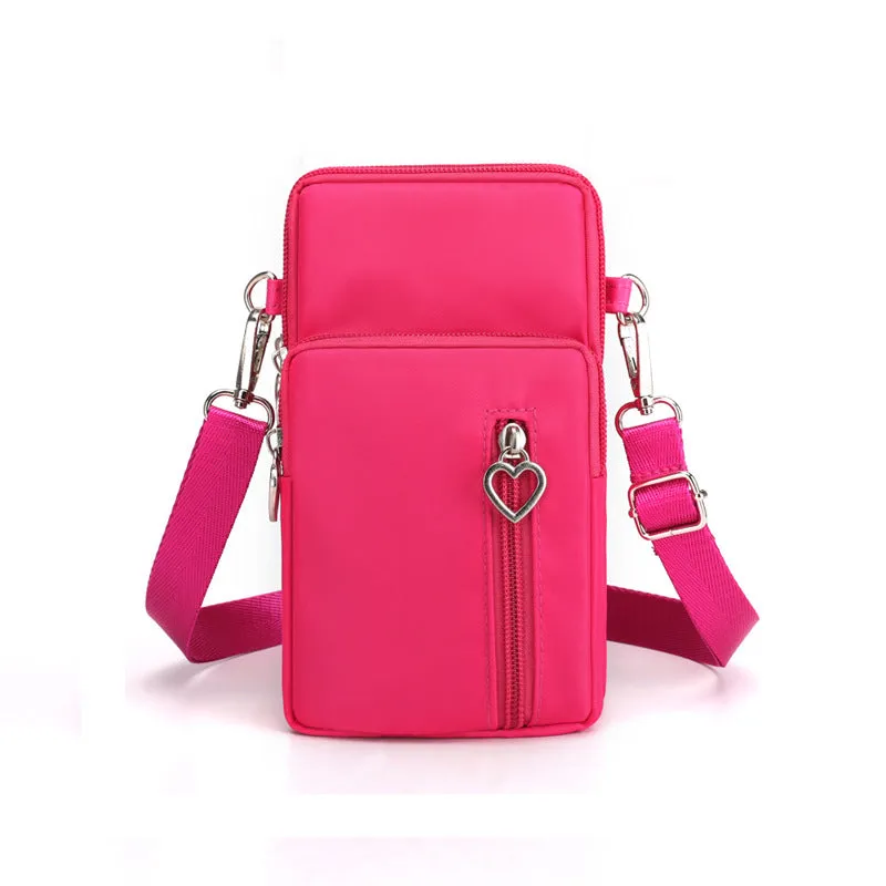 Solid Color Mobile Phone Bag, Female Messenger Crossbody Shoulder Arm Bags