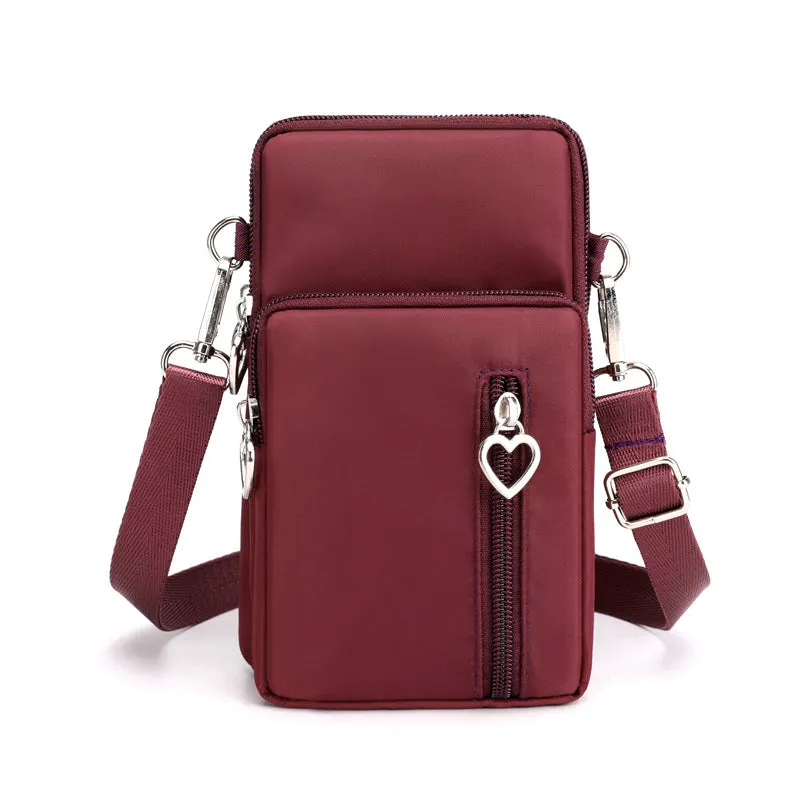 Solid Color Mobile Phone Bag, Female Messenger Crossbody Shoulder Arm Bags