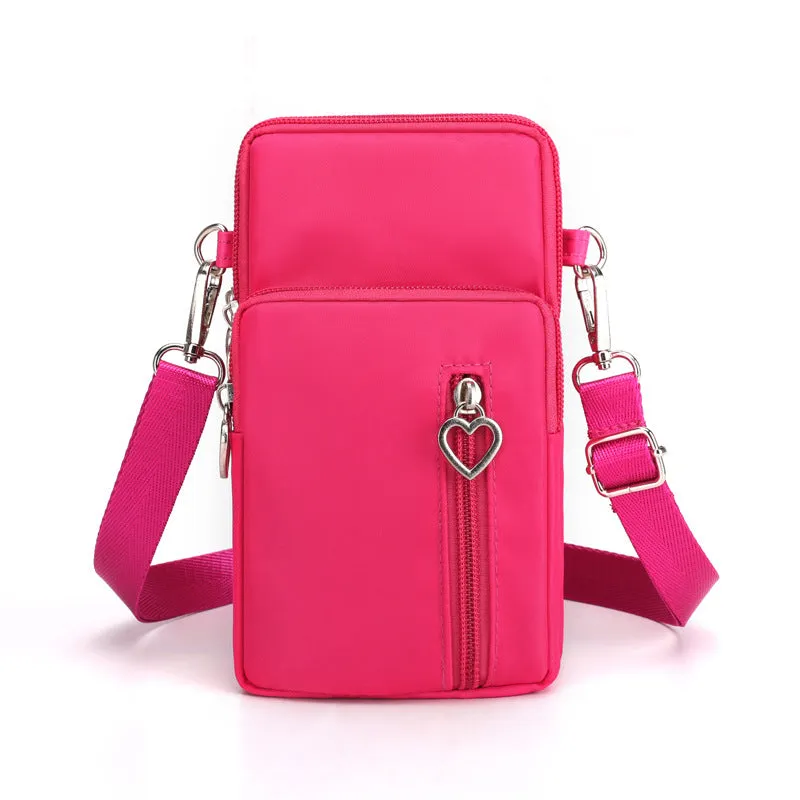 Solid Color Mobile Phone Bag, Female Messenger Crossbody Shoulder Arm Bags