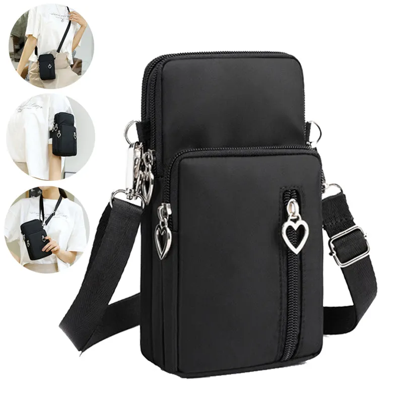 Solid Color Mobile Phone Bag, Female Messenger Crossbody Shoulder Arm Bags
