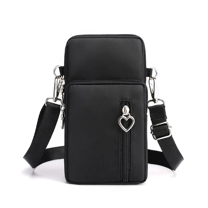 Solid Color Mobile Phone Bag, Female Messenger Crossbody Shoulder Arm Bags
