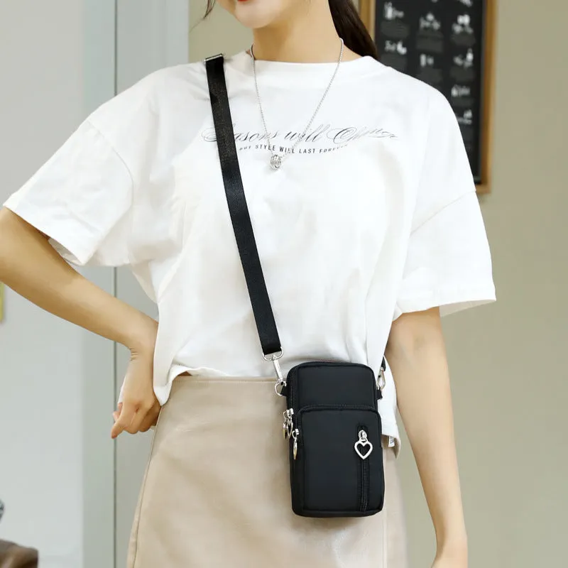 Solid Color Mobile Phone Bag, Female Messenger Crossbody Shoulder Arm Bags