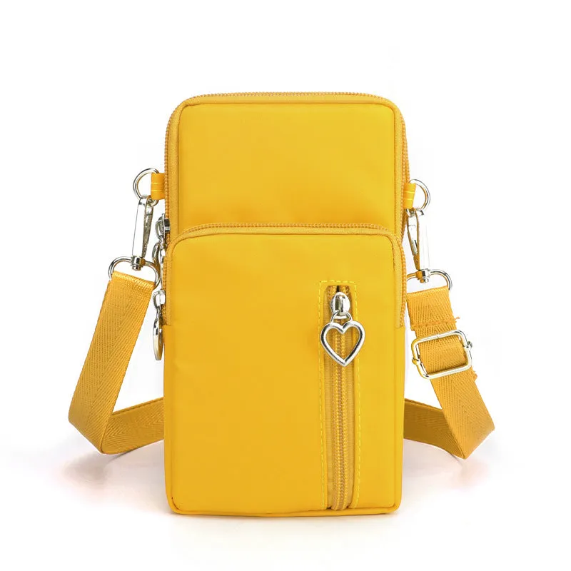 Solid Color Mobile Phone Bag, Female Messenger Crossbody Shoulder Arm Bags