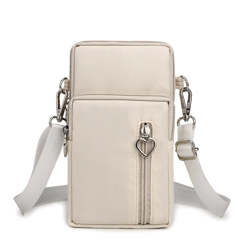 Solid Color Mobile Phone Bag, Female Messenger Crossbody Shoulder Arm Bags