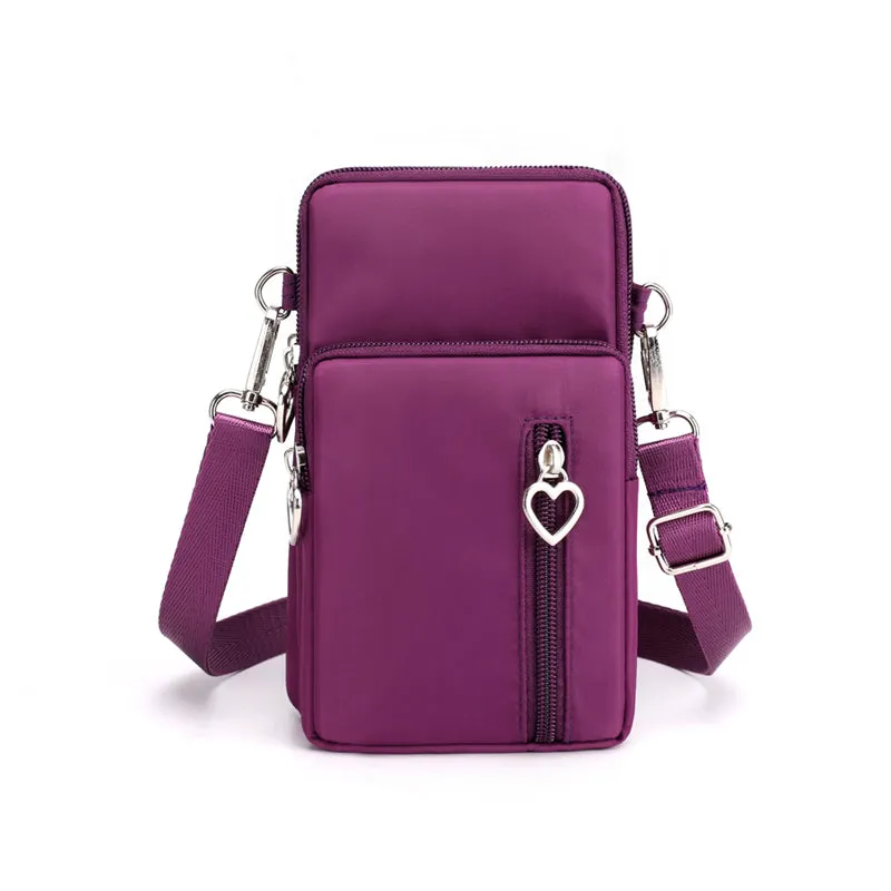 Solid Color Mobile Phone Bag, Female Messenger Crossbody Shoulder Arm Bags