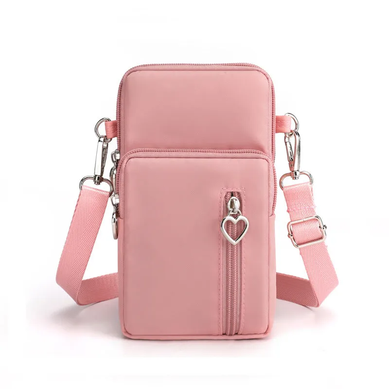 Solid Color Mobile Phone Bag, Female Messenger Crossbody Shoulder Arm Bags