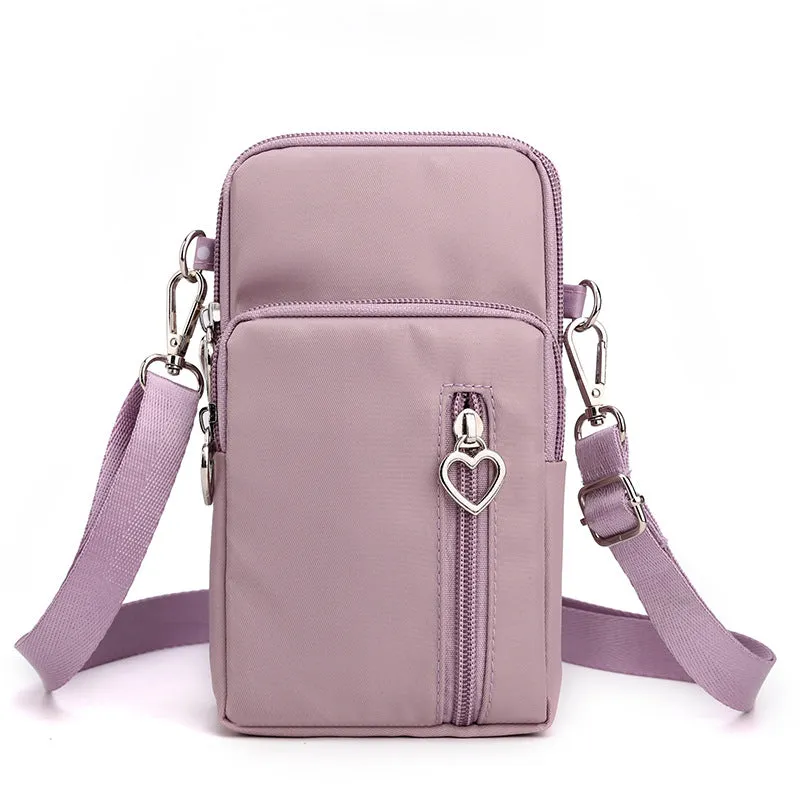 Solid Color Mobile Phone Bag, Female Messenger Crossbody Shoulder Arm Bags