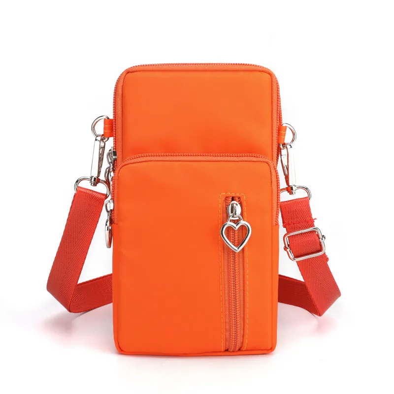 Solid Color Mobile Phone Bag, Female Messenger Crossbody Shoulder Arm Bags