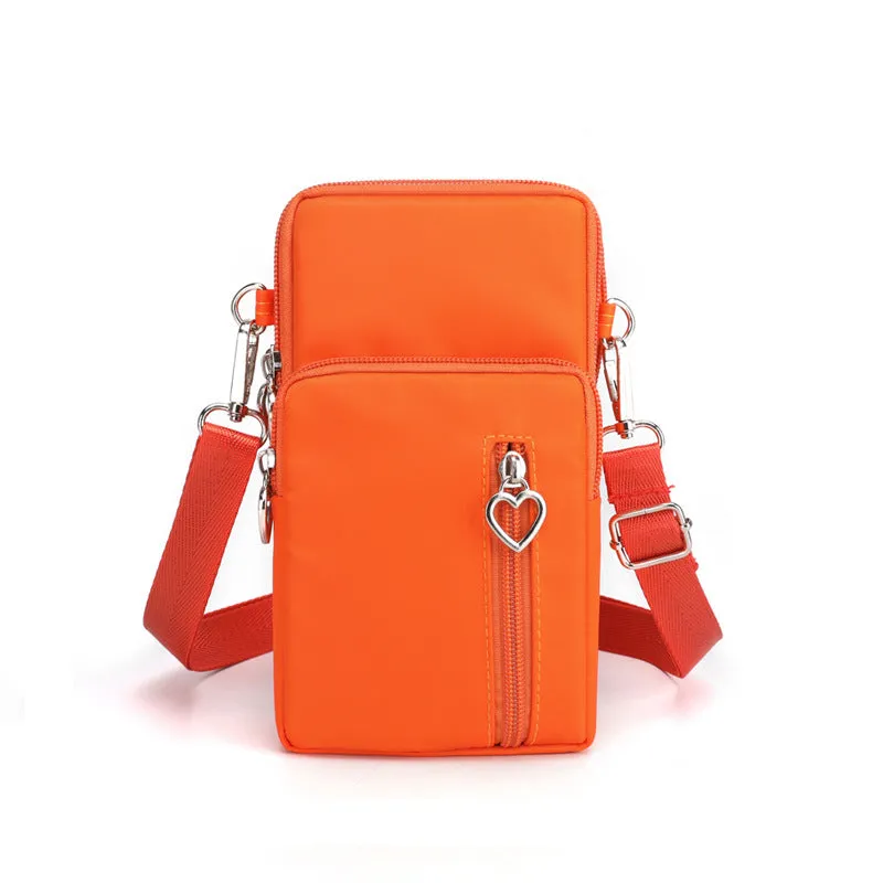 Solid Color Mobile Phone Bag, Female Messenger Crossbody Shoulder Arm Bags