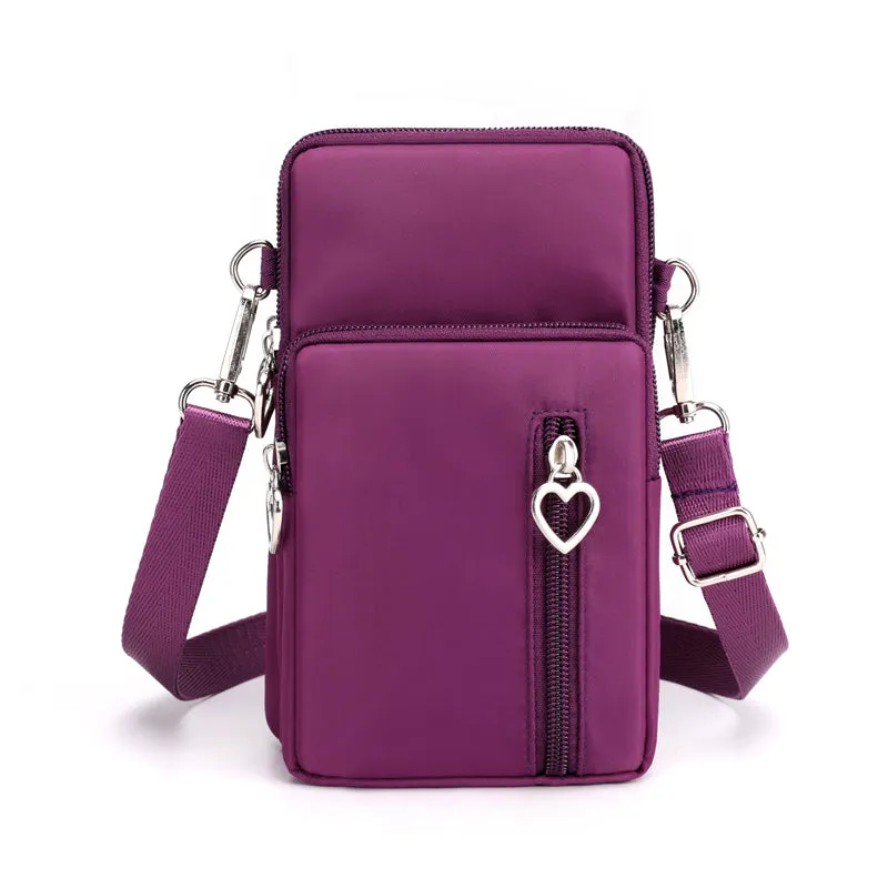 Solid Color Mobile Phone Bag, Female Messenger Crossbody Shoulder Arm Bags