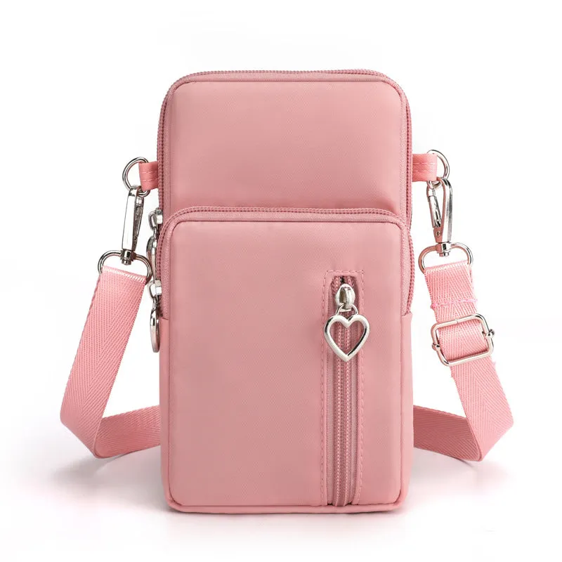Solid Color Mobile Phone Bag, Female Messenger Crossbody Shoulder Arm Bags